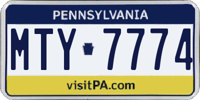 PA license plate MTY7774