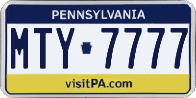 PA license plate MTY7777