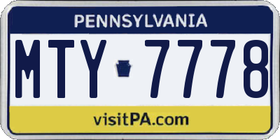 PA license plate MTY7778
