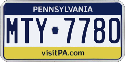 PA license plate MTY7780