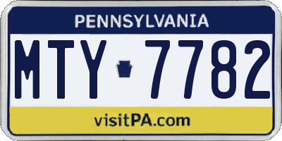 PA license plate MTY7782