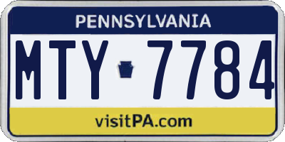 PA license plate MTY7784