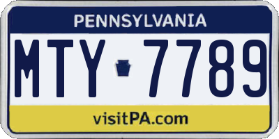 PA license plate MTY7789