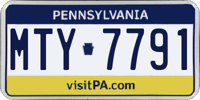 PA license plate MTY7791