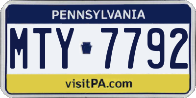 PA license plate MTY7792