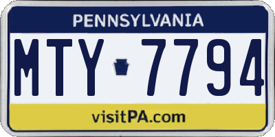 PA license plate MTY7794