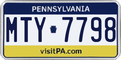 PA license plate MTY7798