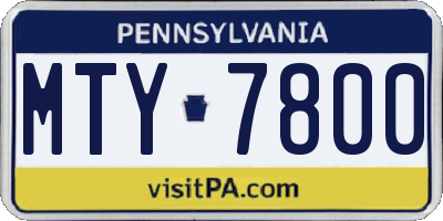 PA license plate MTY7800