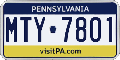 PA license plate MTY7801