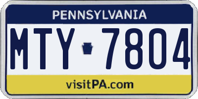 PA license plate MTY7804
