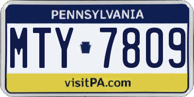 PA license plate MTY7809