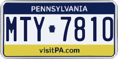 PA license plate MTY7810
