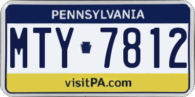 PA license plate MTY7812