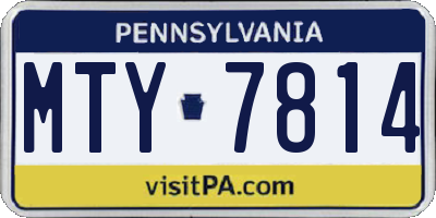 PA license plate MTY7814