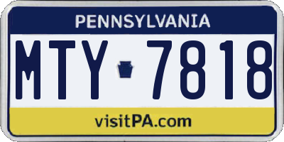PA license plate MTY7818