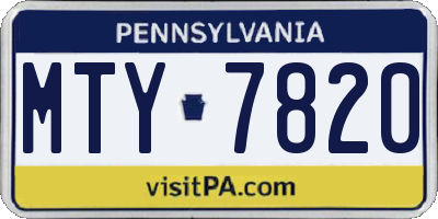 PA license plate MTY7820