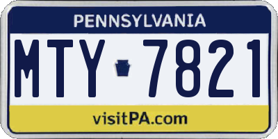 PA license plate MTY7821