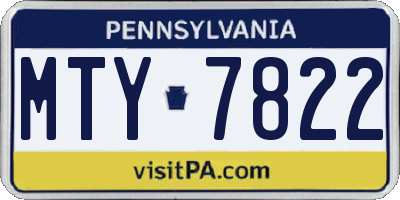 PA license plate MTY7822