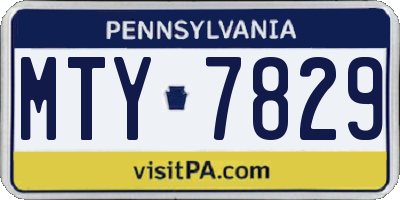 PA license plate MTY7829