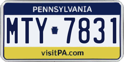 PA license plate MTY7831