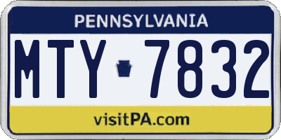 PA license plate MTY7832
