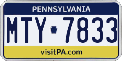 PA license plate MTY7833