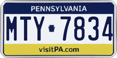 PA license plate MTY7834