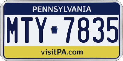 PA license plate MTY7835