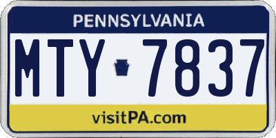PA license plate MTY7837
