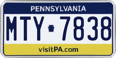 PA license plate MTY7838