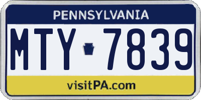 PA license plate MTY7839