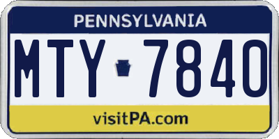 PA license plate MTY7840