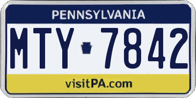 PA license plate MTY7842