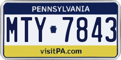 PA license plate MTY7843