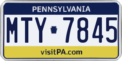PA license plate MTY7845