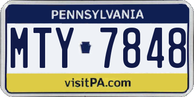 PA license plate MTY7848