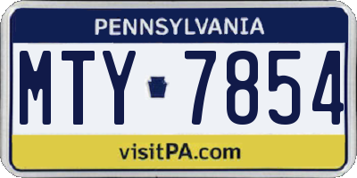 PA license plate MTY7854