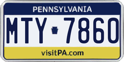 PA license plate MTY7860