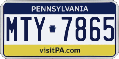 PA license plate MTY7865