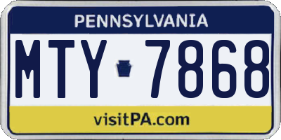 PA license plate MTY7868