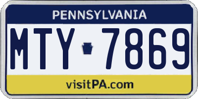 PA license plate MTY7869