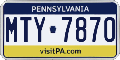PA license plate MTY7870