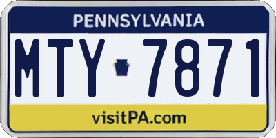PA license plate MTY7871