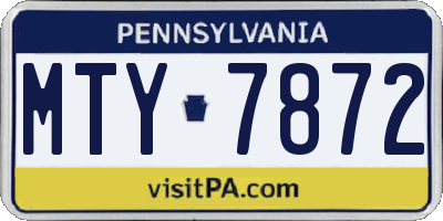 PA license plate MTY7872