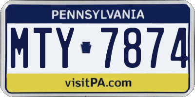 PA license plate MTY7874