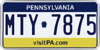 PA license plate MTY7875