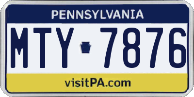 PA license plate MTY7876