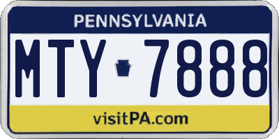 PA license plate MTY7888