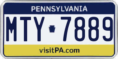 PA license plate MTY7889