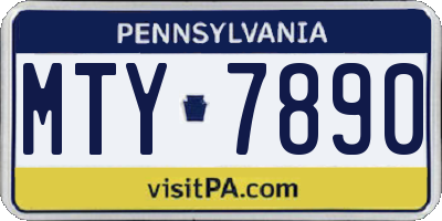PA license plate MTY7890